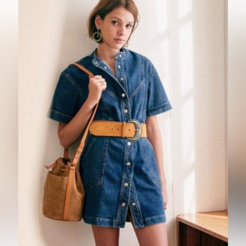 Sezane Blue Denim Dress